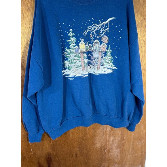 Vintage Morning Sun Christmas Winter Snow Nature Crewneck Sweater XXL‎ USA - Picture 3 of 11